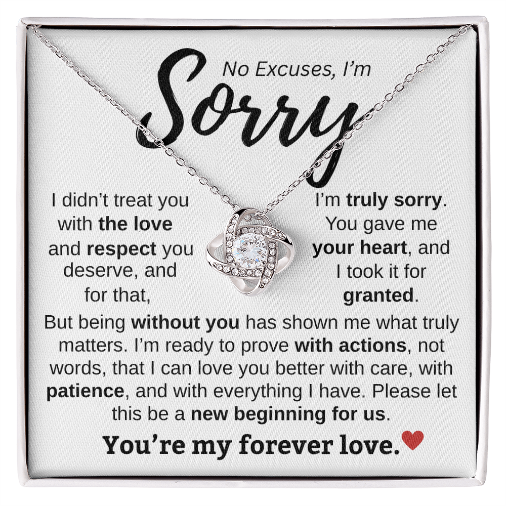 Apology Gift For Her | No Excuses, I'm Sorry | Love knot Necklace