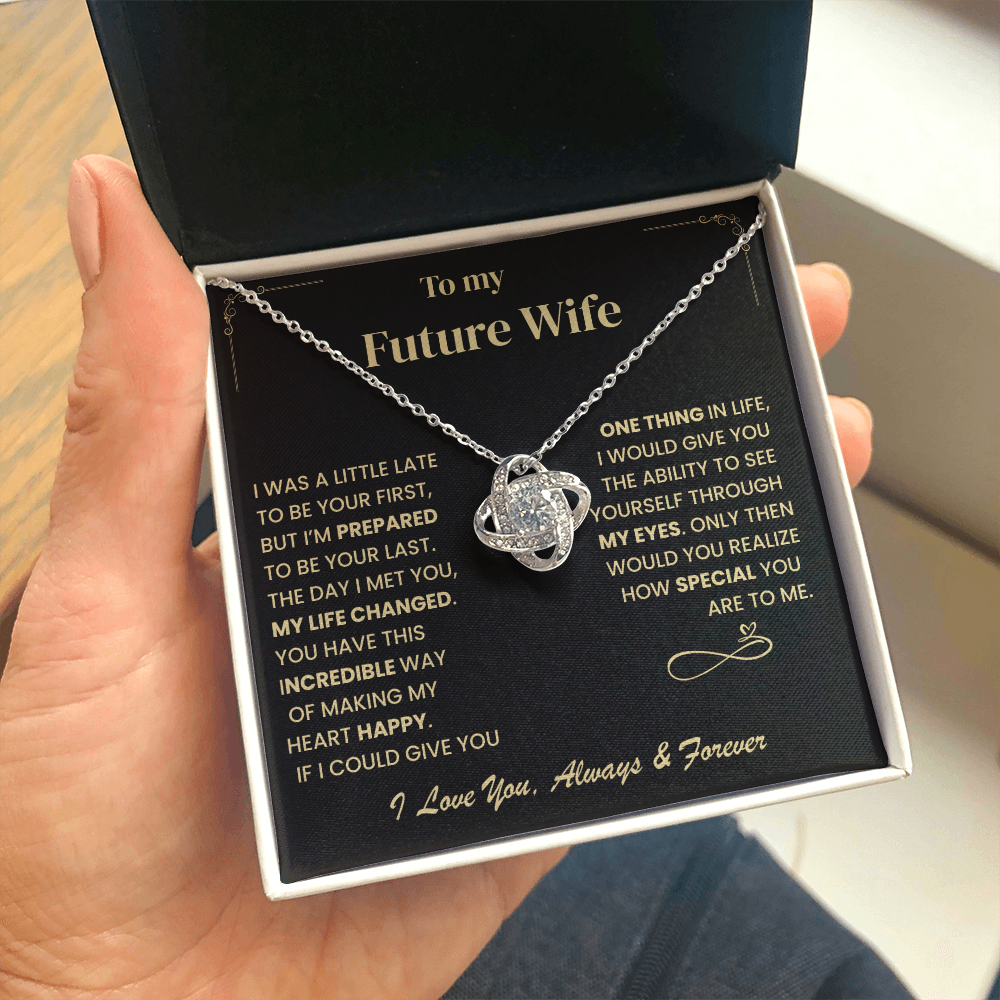 Future Wife Gift, "Forever & Always", Love Knot Necklace