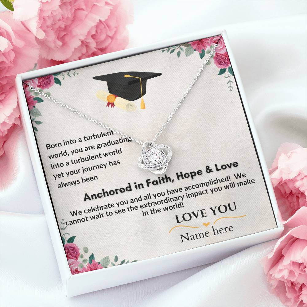 Graduation Gifts "Faith, Hope & Love" Love Knot Necklace