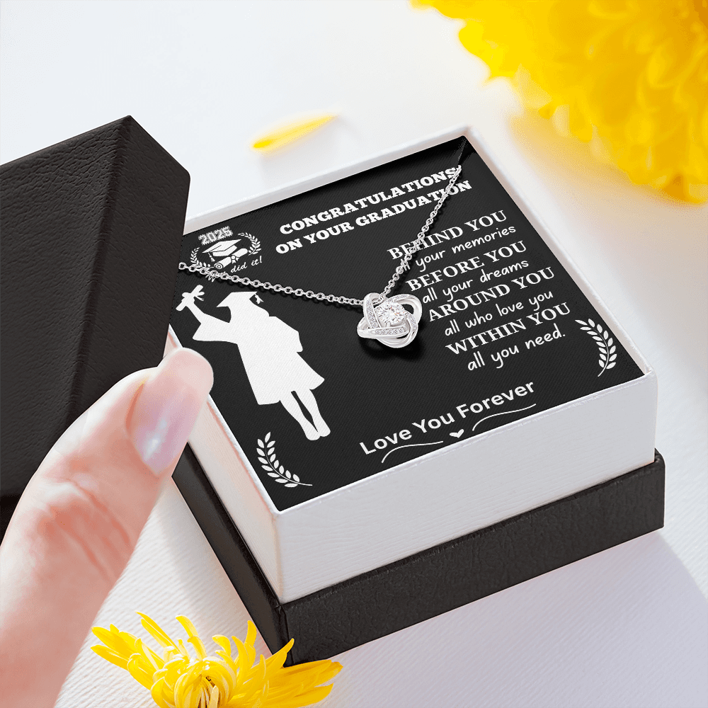 To My Daughter "Congrats on Your Graduation 2025 Graduate" Love Knot Necklace