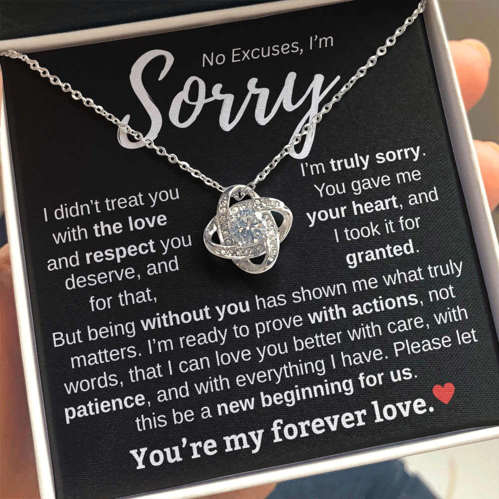 Apology Gift For Her | No Excuses, I'm Sorry | Love knot Necklace