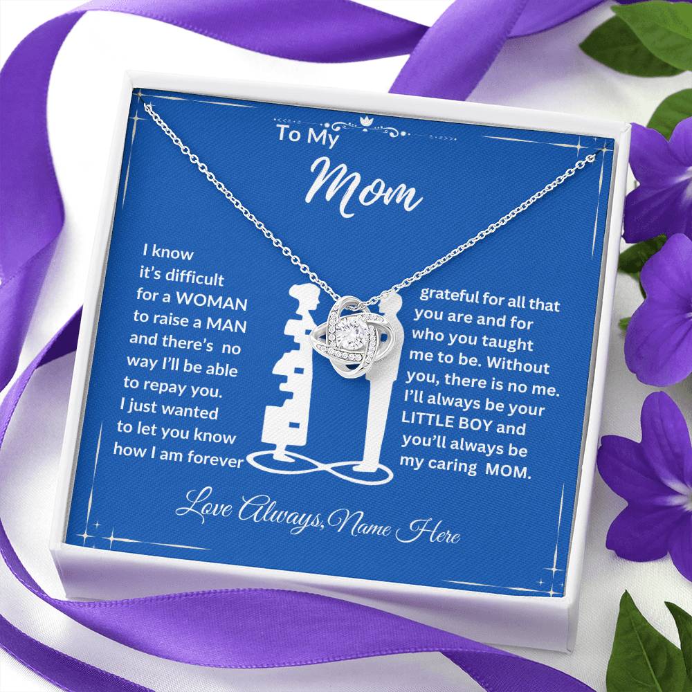 To My Mom, Happy Mother's Day "Forever Grateful" Love Knot Necklace