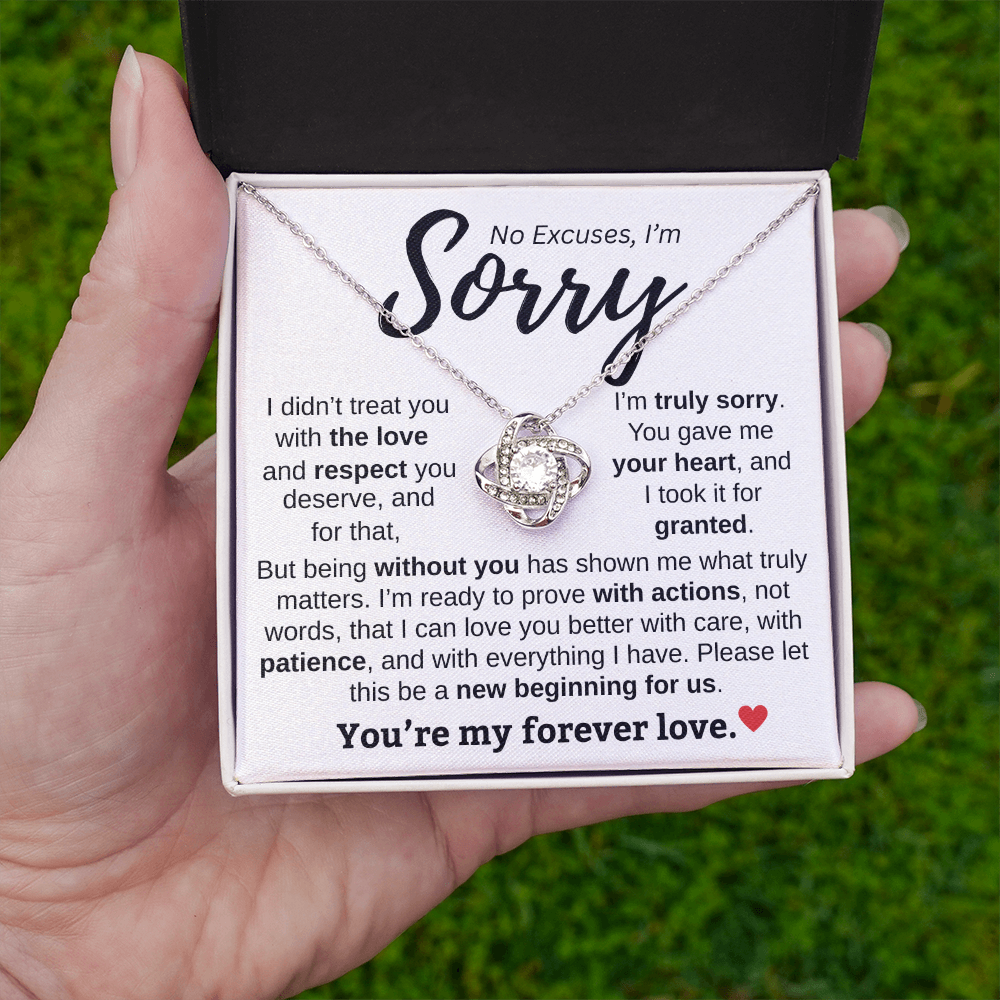 Apology Gift For Her | No Excuses, I'm Sorry | Love knot Necklace