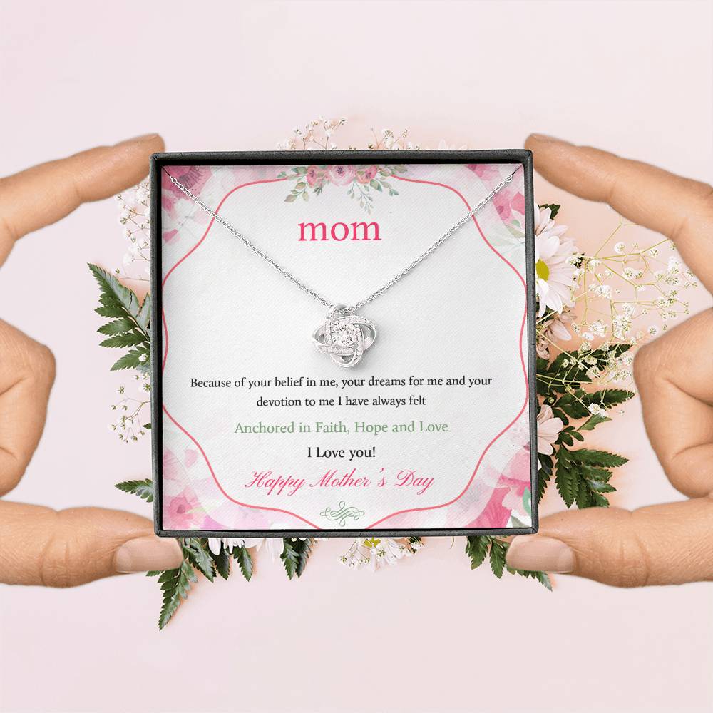 "Because of You" Happy Mother's Day Love Knot Necklace