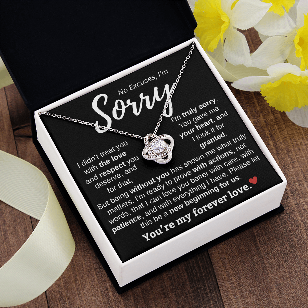 Apology Gift For Her | No Excuses, I'm Sorry | Love knot Necklace