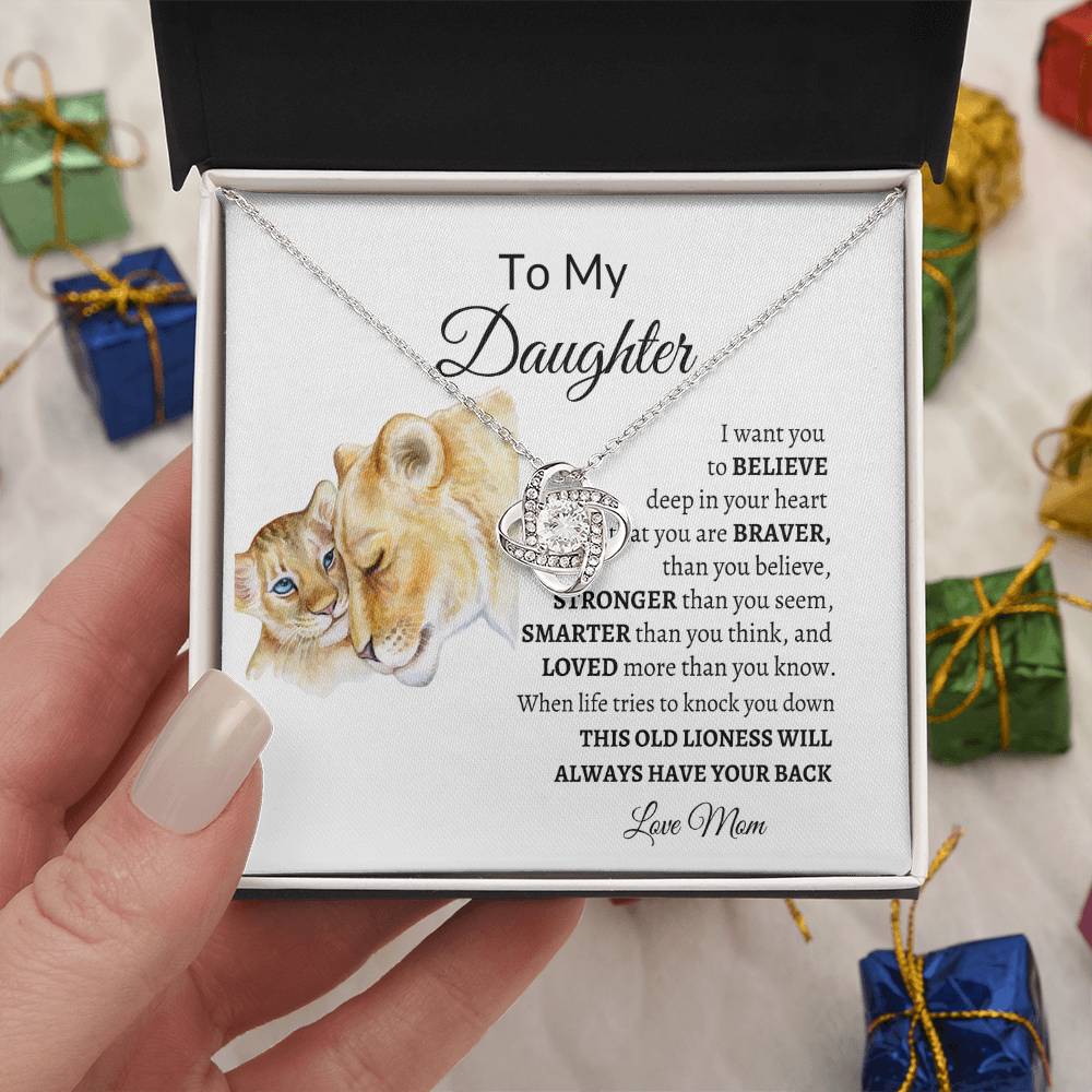 To My Daughter "I Will Always Have Your Back" Love Knot Necklace