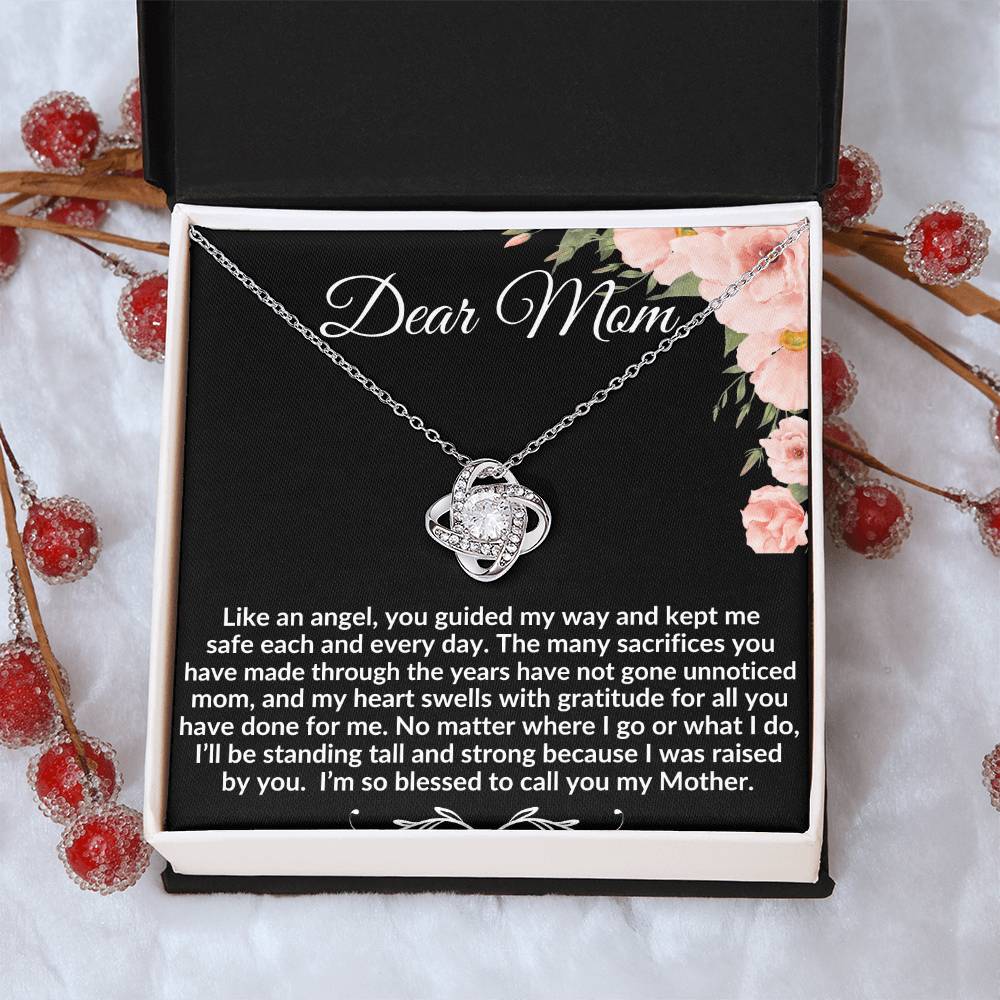 To My Mom "So Blessed to call you my Mother" Love Knot Necklace