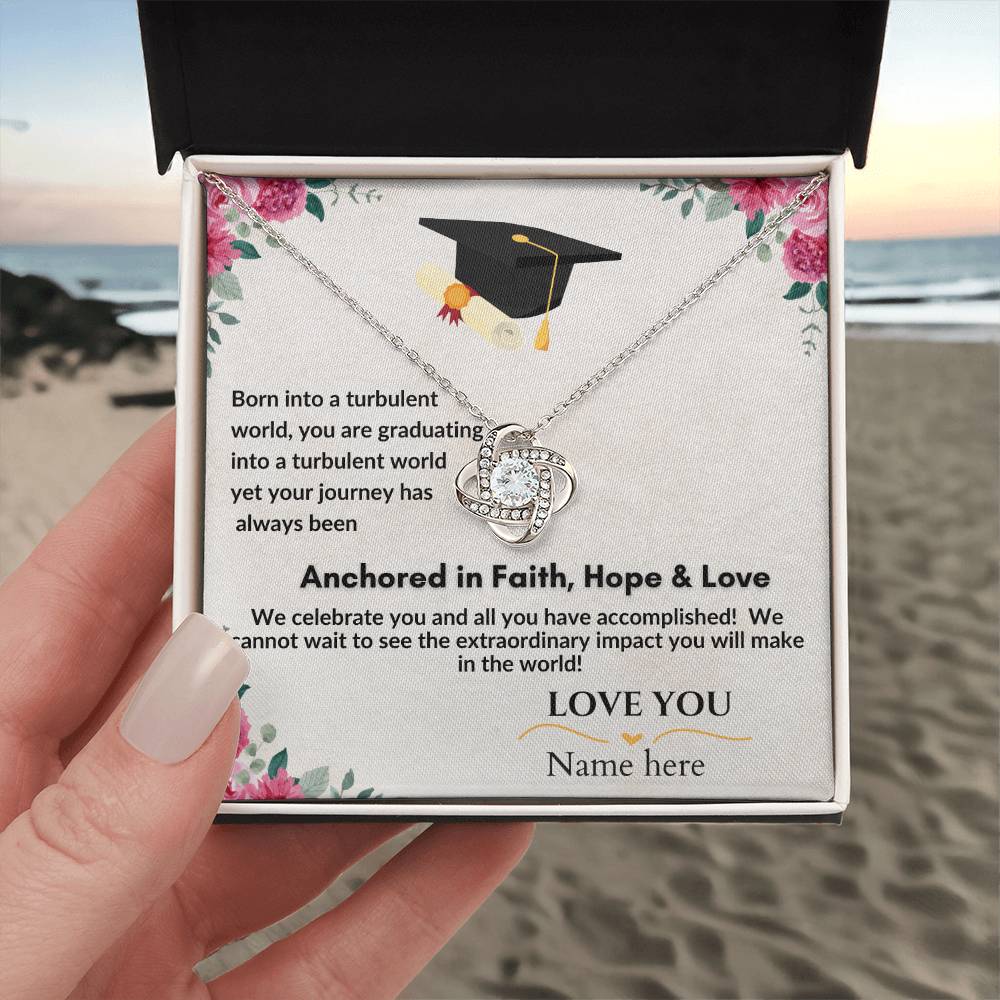 Graduation Gifts "Faith, Hope & Love" Love Knot Necklace
