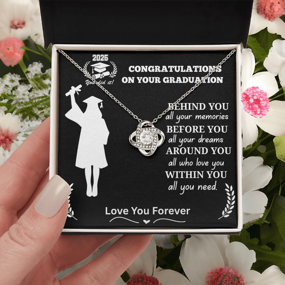 To My Daughter "Congrats on Your Graduation 2025 Graduate" Love Knot Necklace