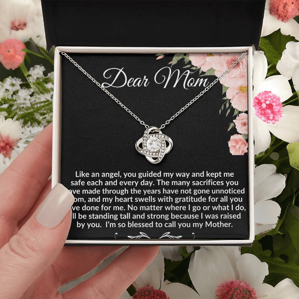 To My Mom "So Blessed to call you my Mother" Love Knot Necklace