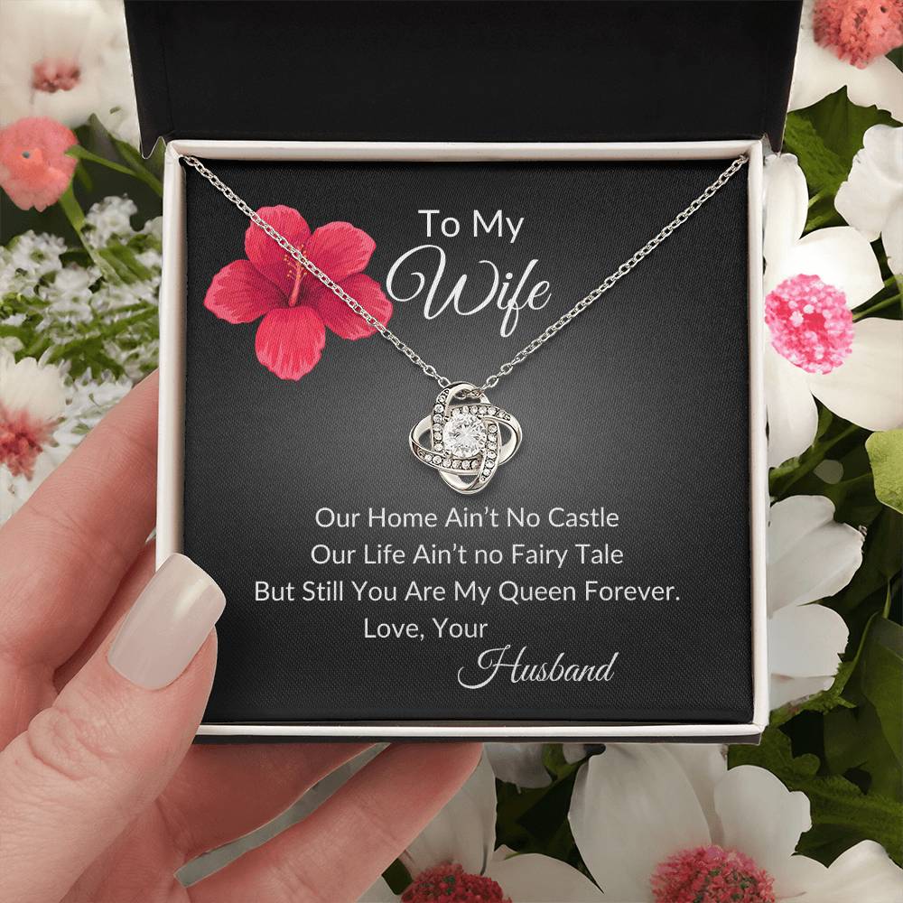 To My Wife "My Queen Forever" Love Knot Necklace