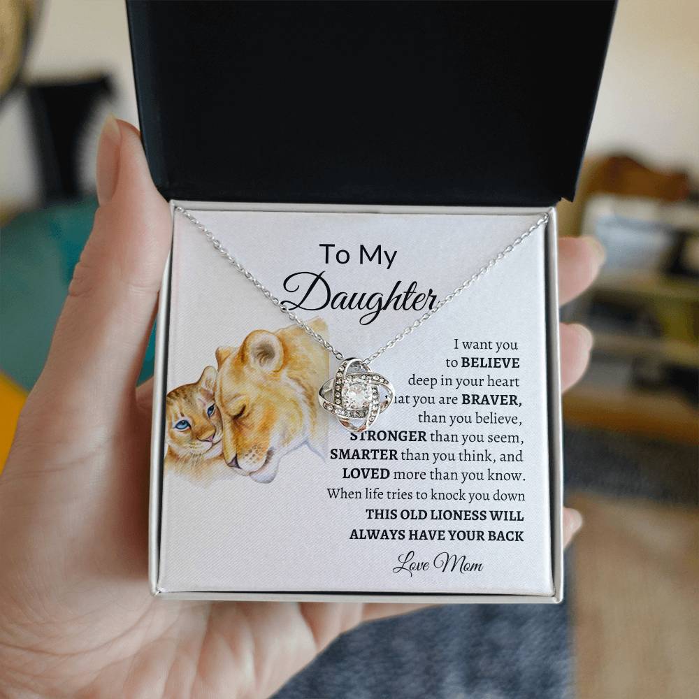 To My Daughter from Mom "Believe" Love Knot Necklace