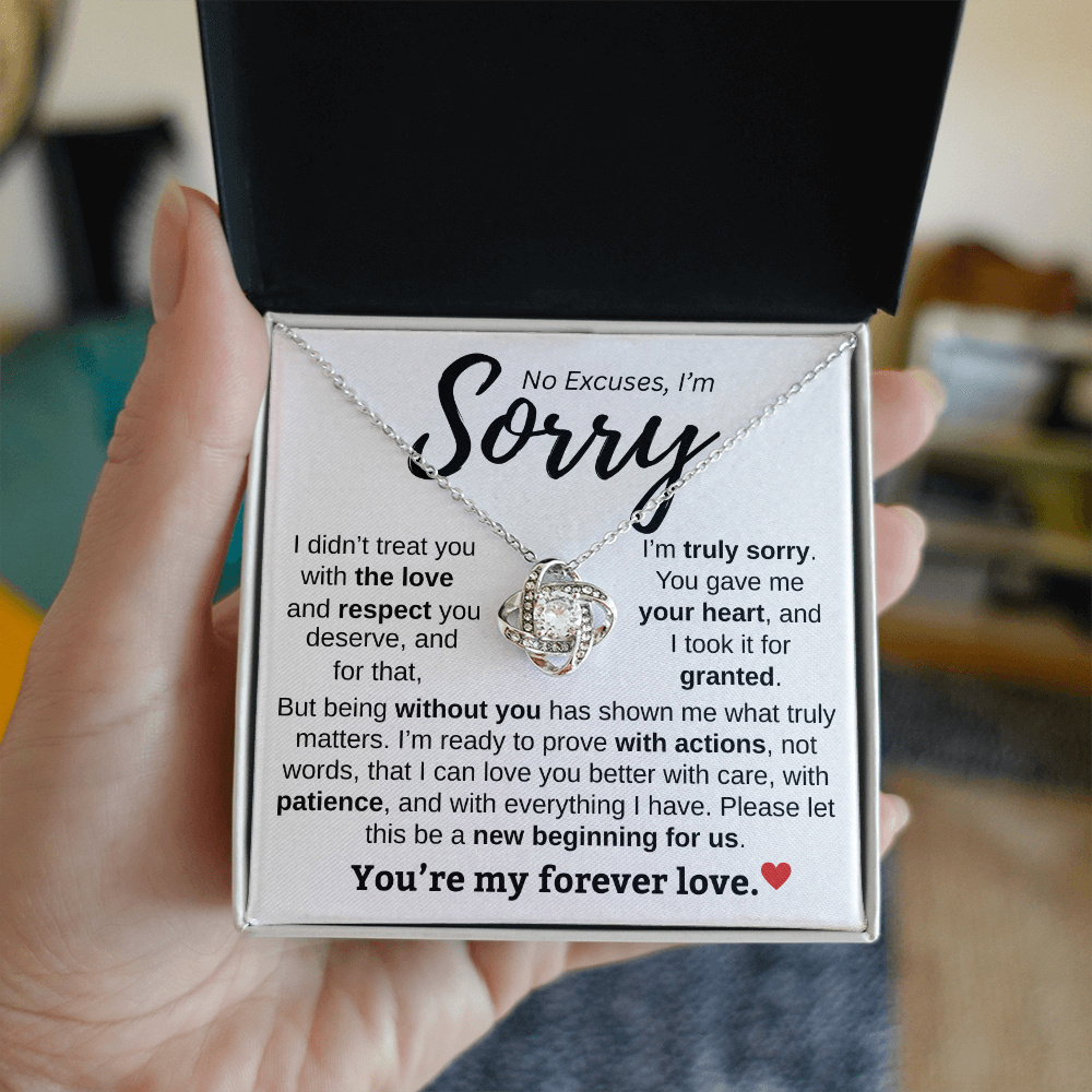 Apology Gift For Her | No Excuses, I'm Sorry | Love knot Necklace