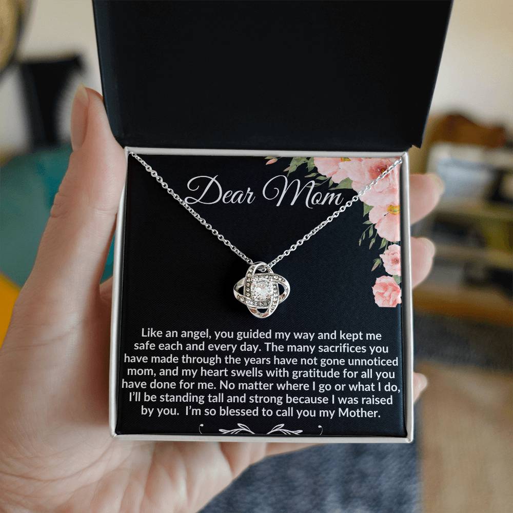 To My Mom "So Blessed to call you my Mother" Love Knot Necklace