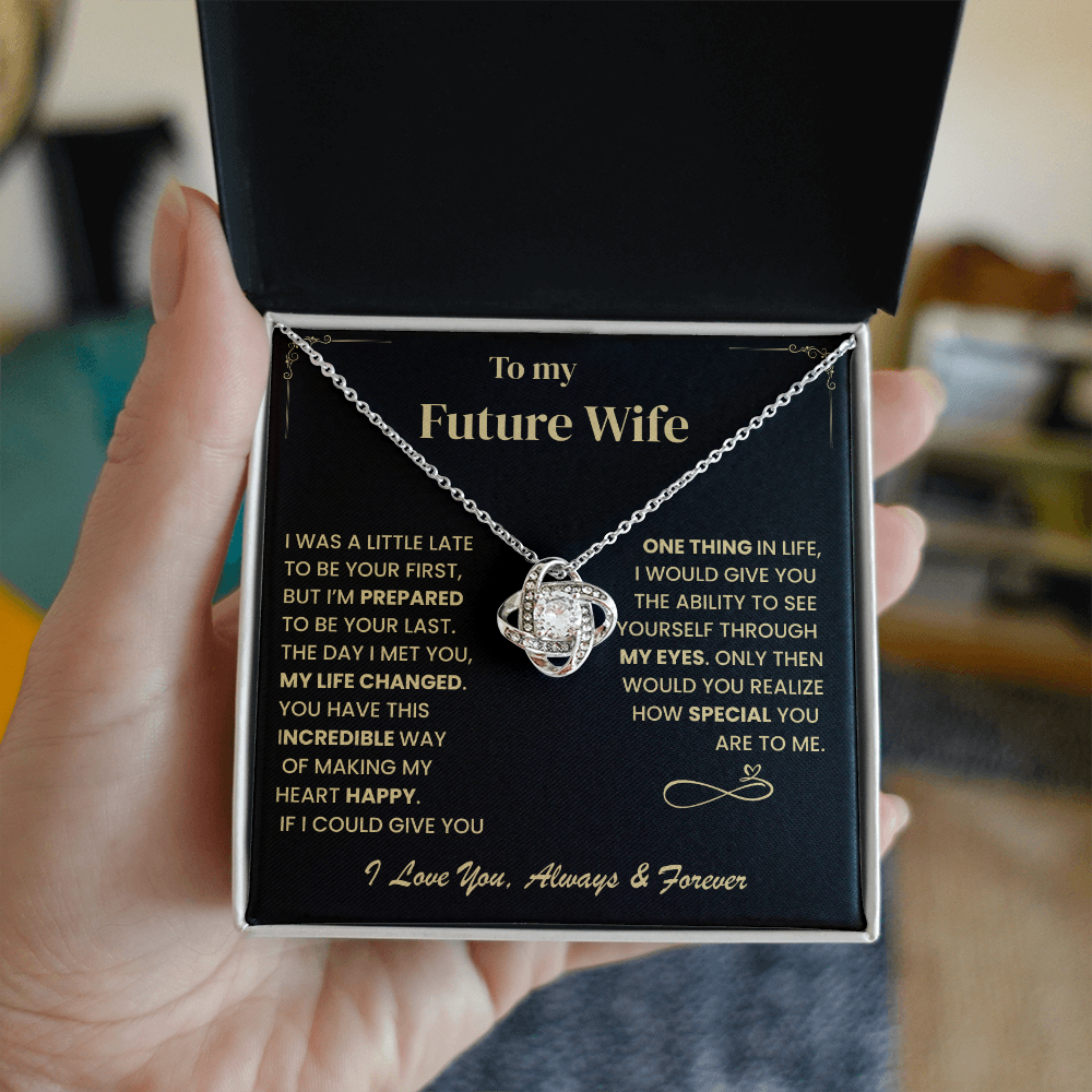 Future Wife Gift, "Forever & Always", Love Knot Necklace