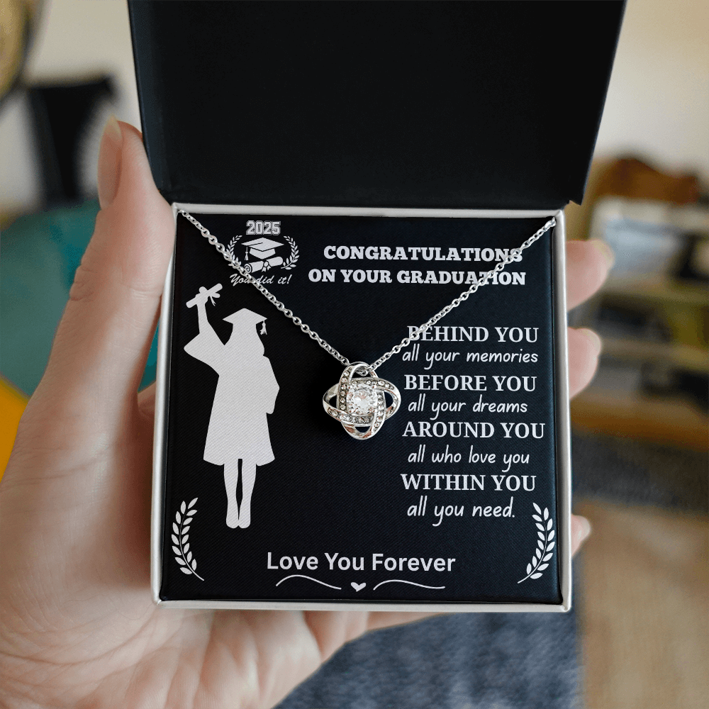 To My Daughter "Congrats on Your Graduation 2025 Graduate" Love Knot Necklace