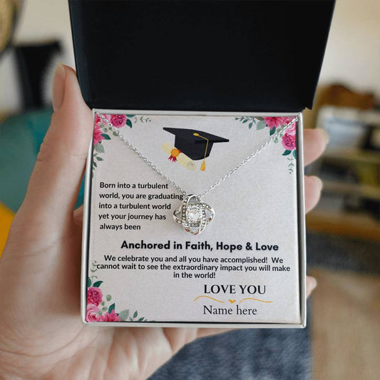 Graduation Gifts "Faith, Hope & Love" Love Knot Necklace