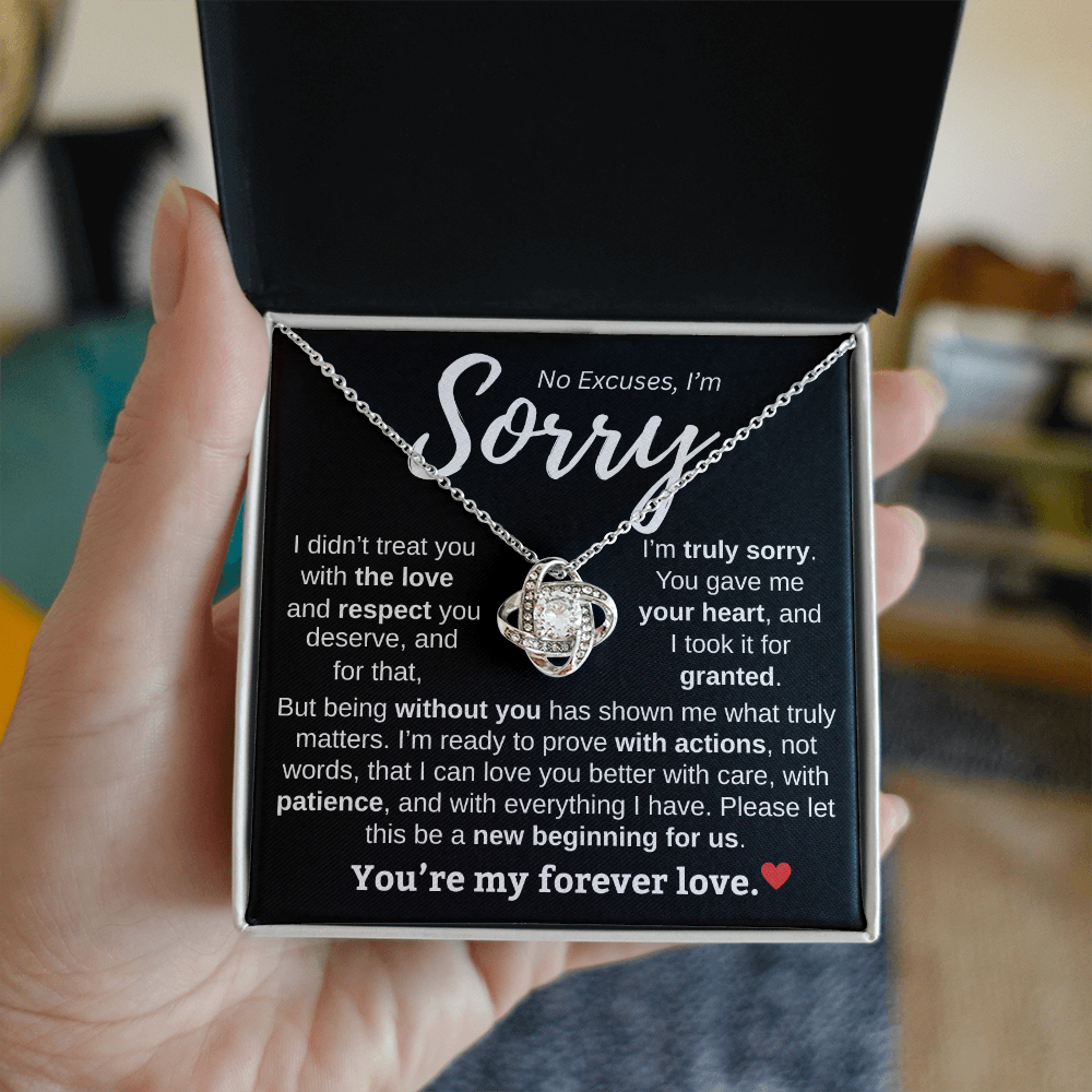 Apology Gift For Her | No Excuses, I'm Sorry | Love knot Necklace