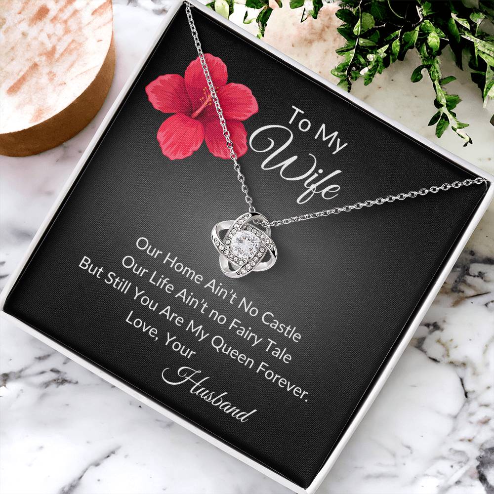 To My Wife "My Queen Forever" Love Knot Necklace