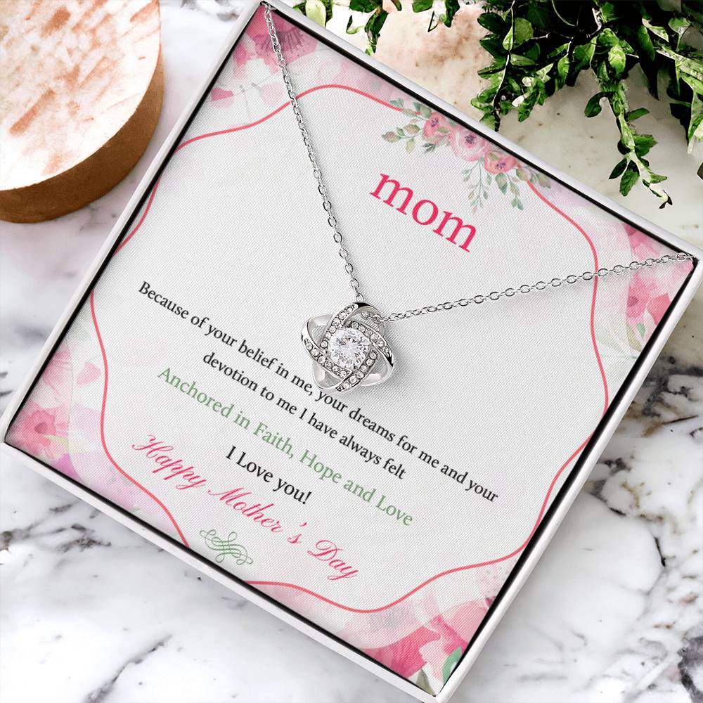 "Because of You" Happy Mother's Day Love Knot Necklace