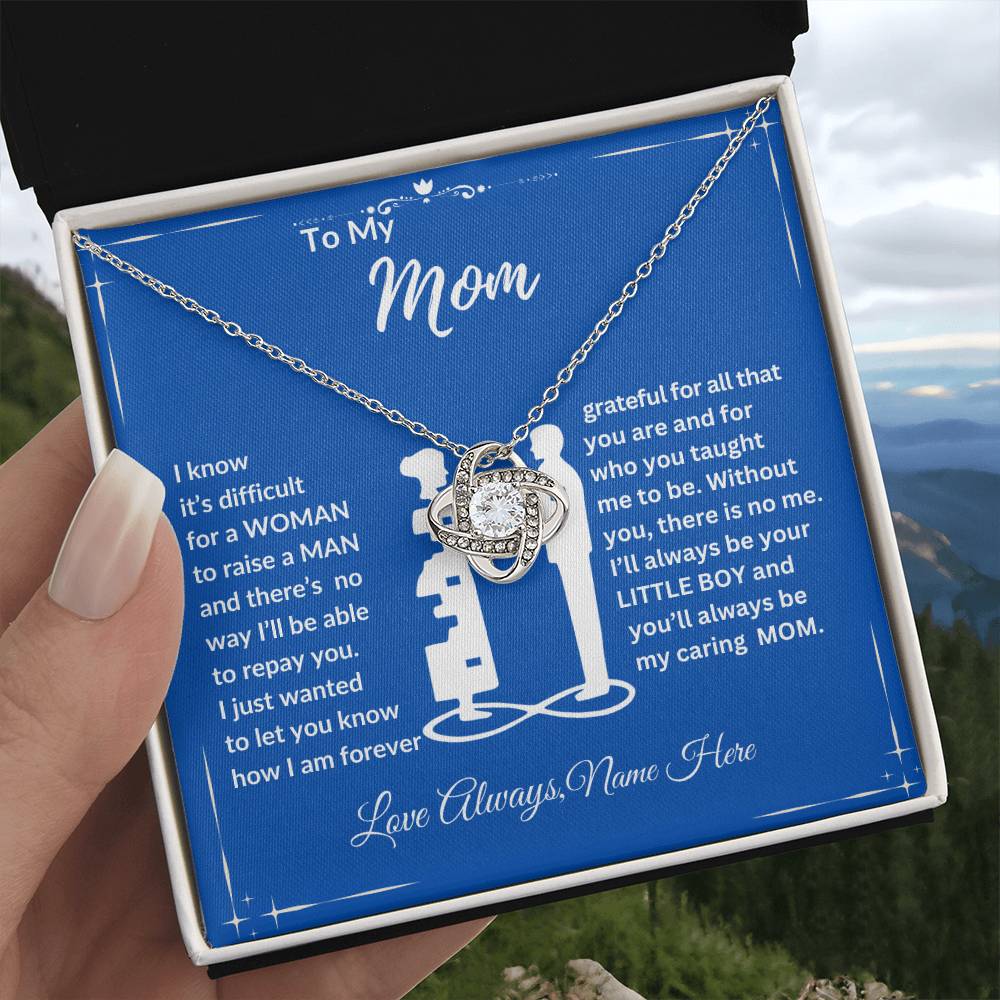 To My Mom, Happy Mother's Day "Forever Grateful" Love Knot Necklace