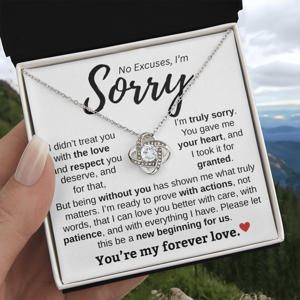 Apology Gift For Her | No Excuses, I'm Sorry | Love knot Necklace