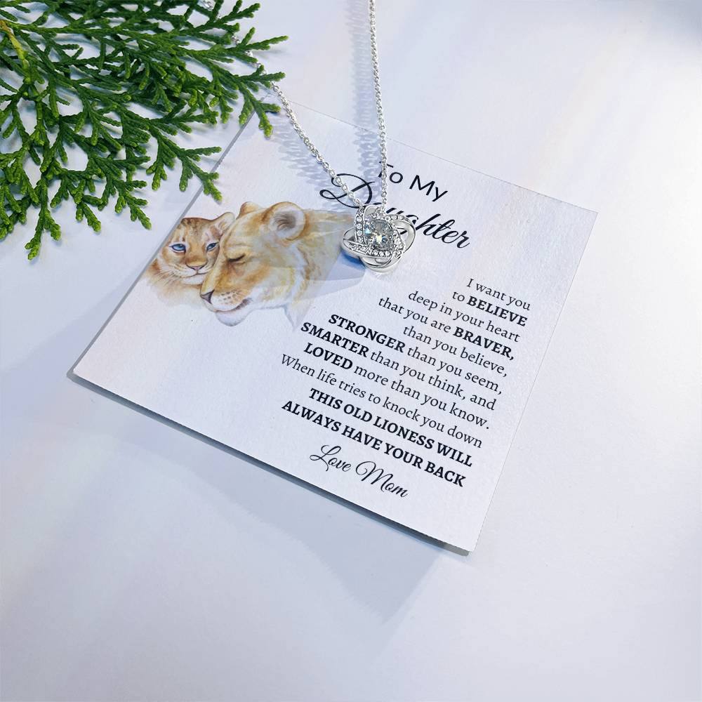 To My Daughter from Mom "Believe" Love Knot Necklace