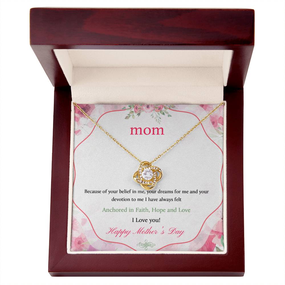 "Because of You" Happy Mother's Day Love Knot Necklace