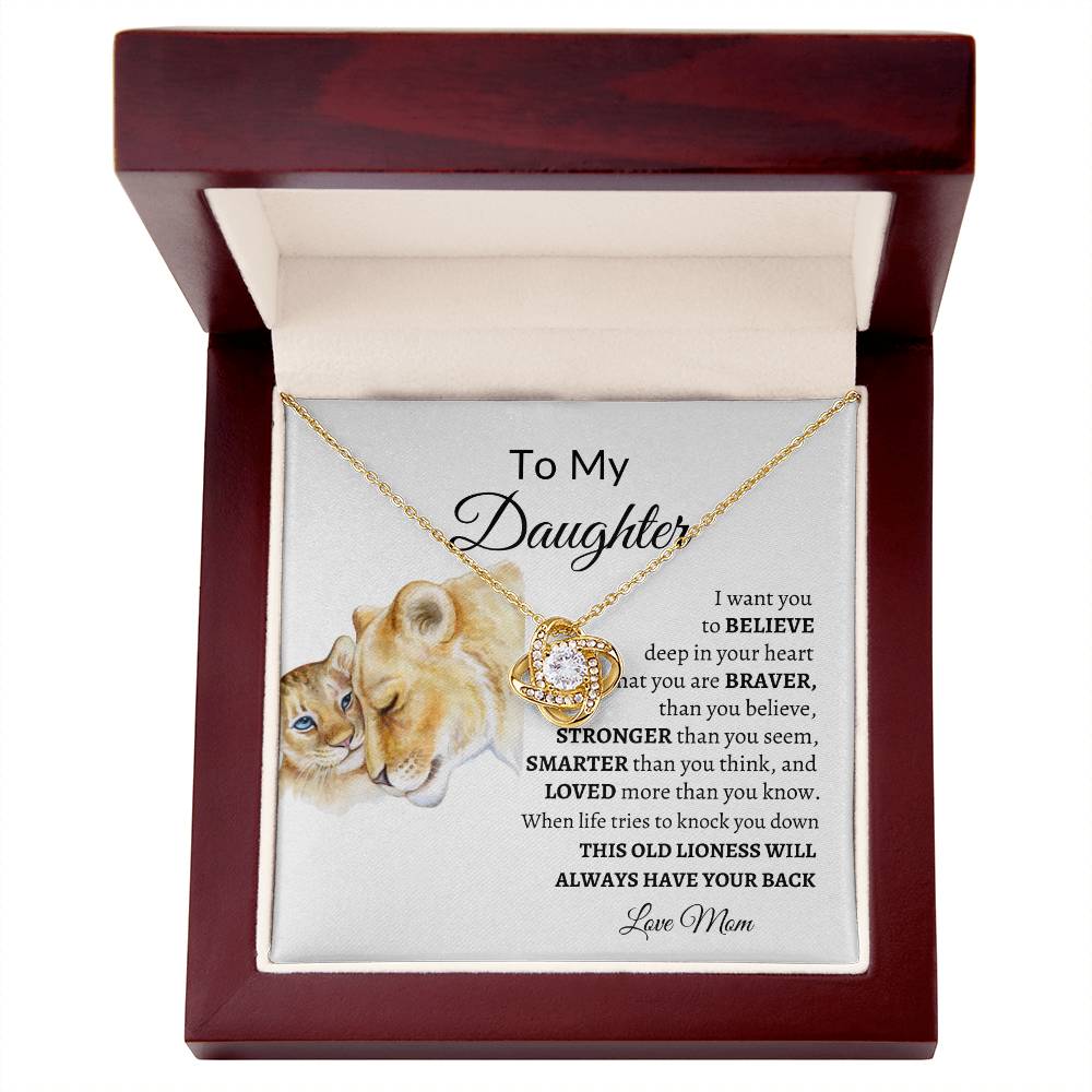 To My Daughter from Mom "Believe" Love Knot Necklace