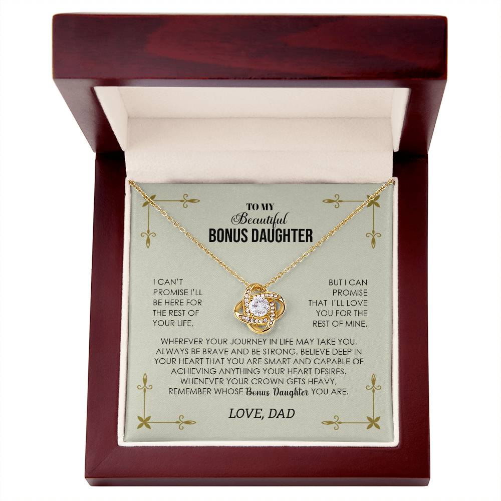 To My Bonus Daughter from Dad "Promise" Love Knot Necklace