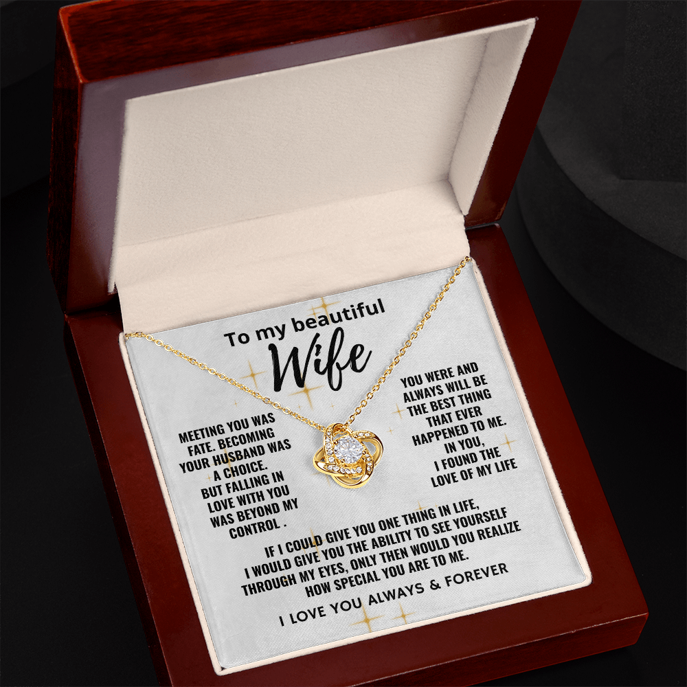 To My Beautiful Wife "Falling In Love With You" Love Knot Necklace