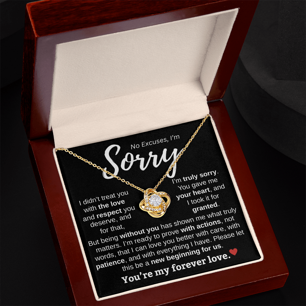 Apology Gift For Her | No Excuses, I'm Sorry | Love knot Necklace