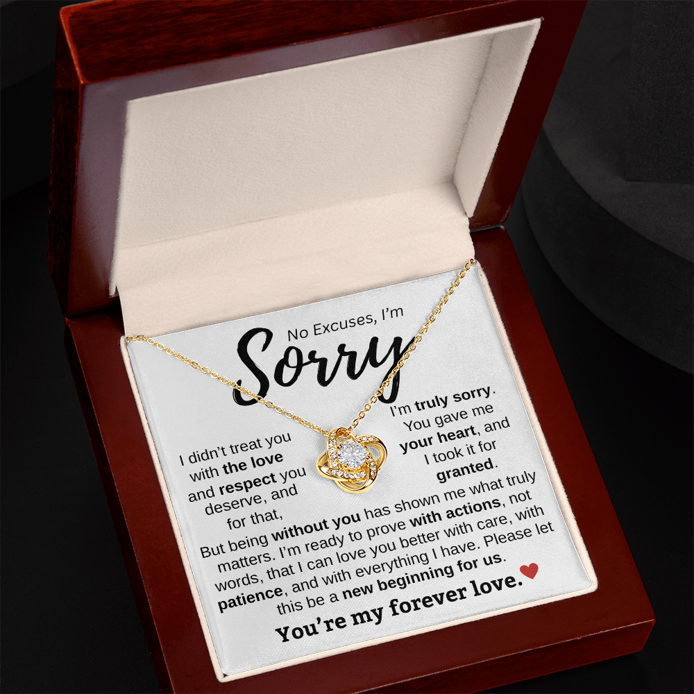 Apology Gift For Her | No Excuses, I'm Sorry | Love knot Necklace