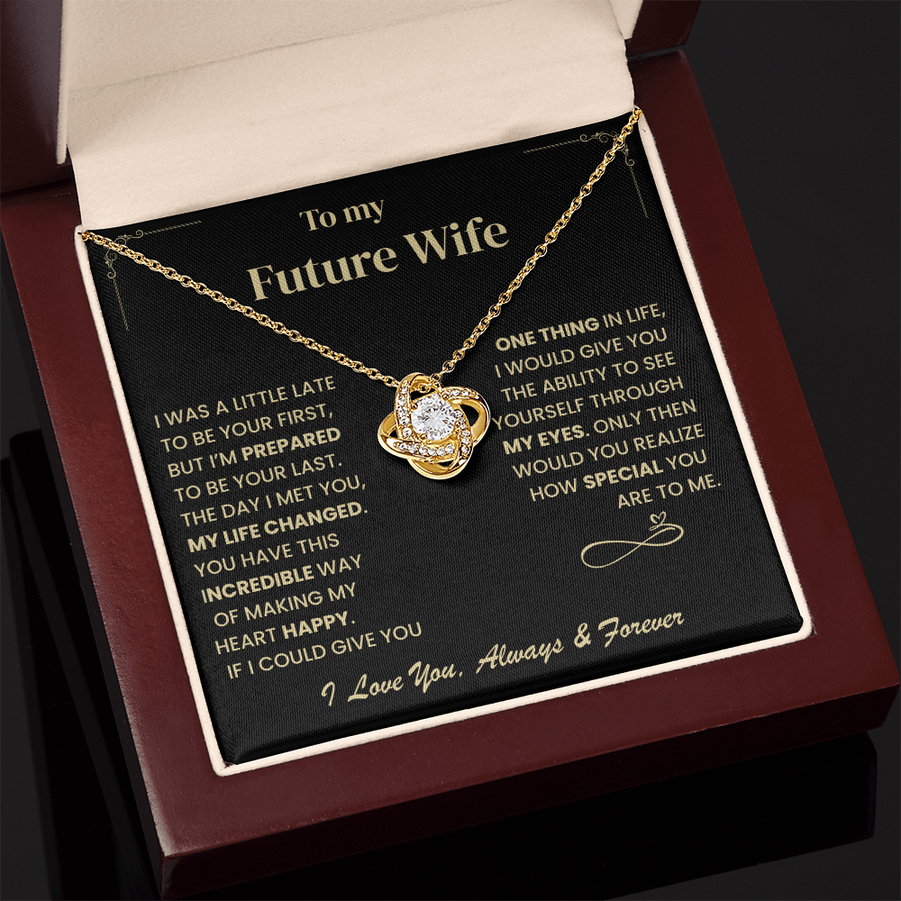 Future Wife Gift, "Forever & Always", Love Knot Necklace
