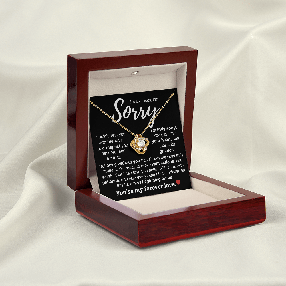 Apology Gift For Her | No Excuses, I'm Sorry | Love knot Necklace