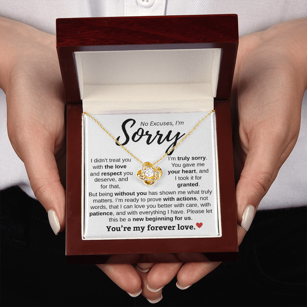 Apology Gift For Her | No Excuses, I'm Sorry | Love knot Necklace
