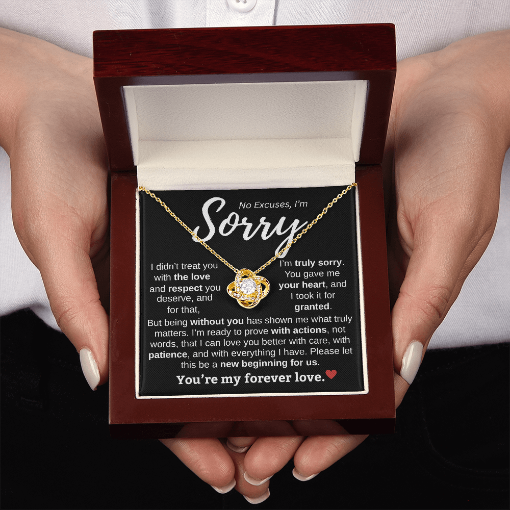 Apology Gift For Her | No Excuses, I'm Sorry | Love knot Necklace