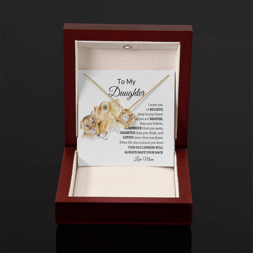 To My Daughter "I Will Always Have Your Back" Love Knot Necklace
