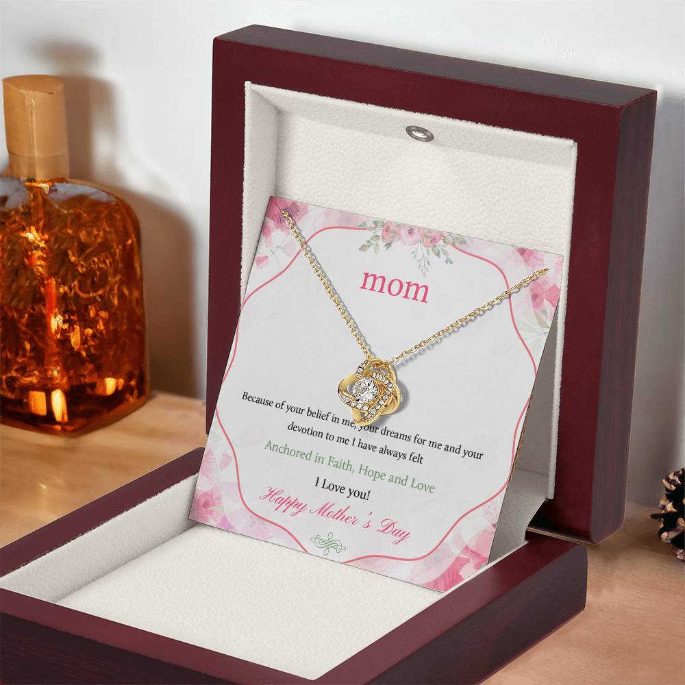 "Because of You" Happy Mother's Day Love Knot Necklace