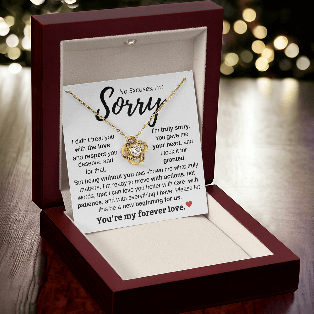 Apology Gift For Her | No Excuses, I'm Sorry | Love knot Necklace