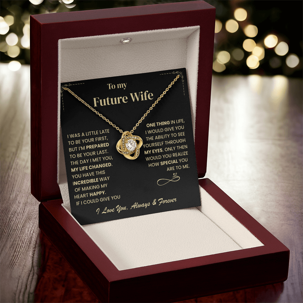 Future Wife Gift, "Forever & Always", Love Knot Necklace