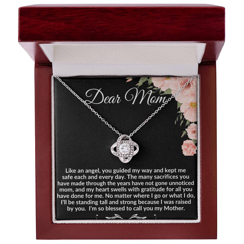 To My Mom "So Blessed to call you my Mother" Love Knot Necklace