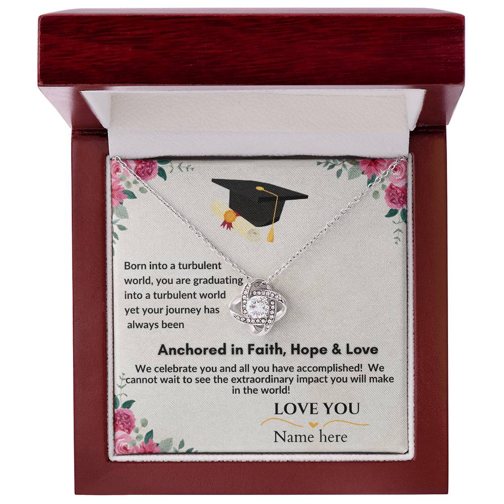 Graduation Gifts "Faith, Hope & Love" Love Knot Necklace