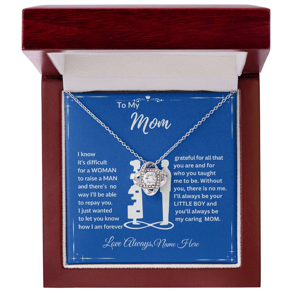 To My Mom, Happy Mother's Day "Forever Grateful" Love Knot Necklace