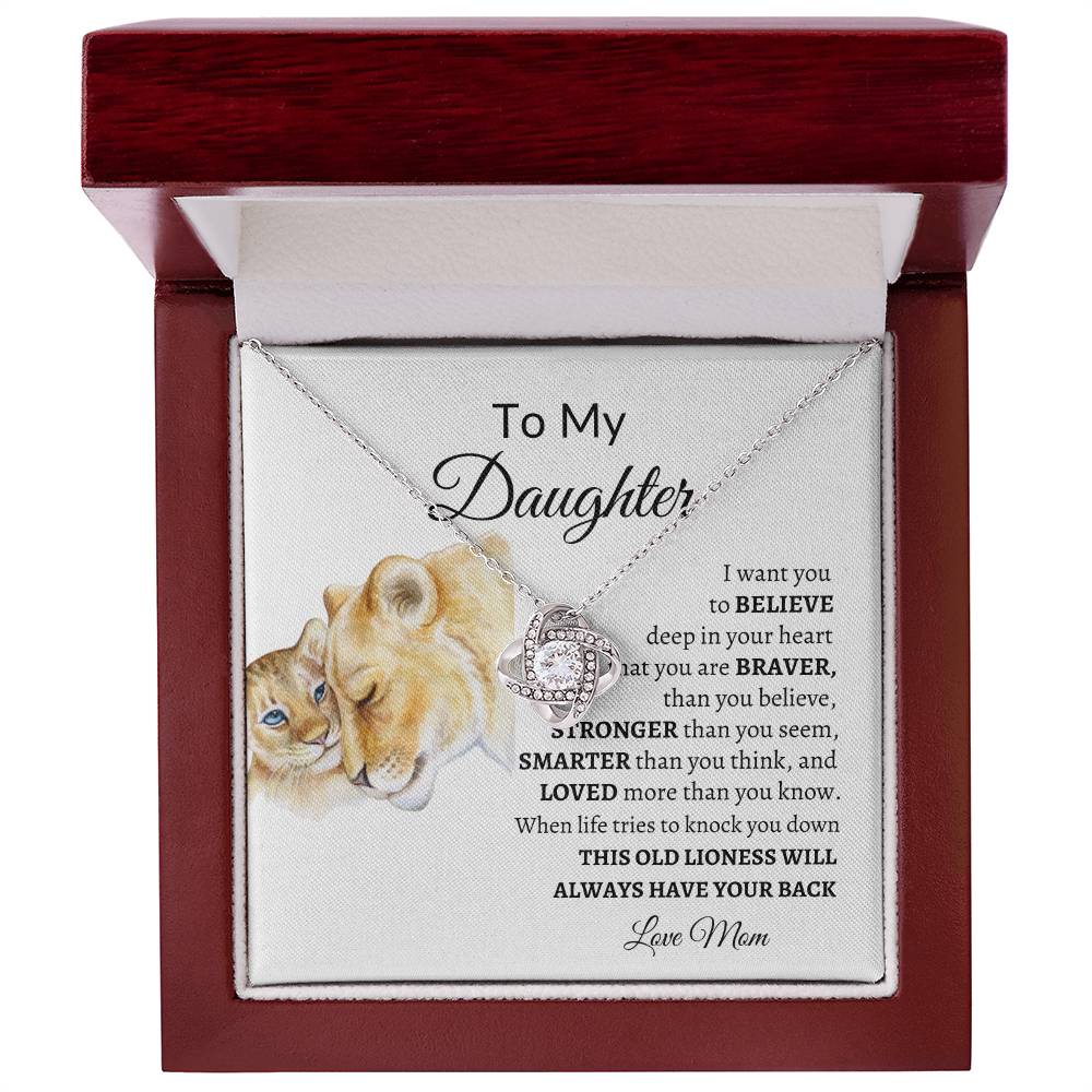 To My Daughter from Mom "Believe" Love Knot Necklace