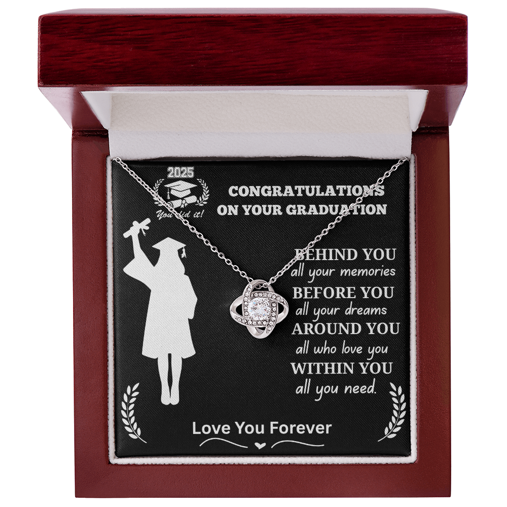 To My Daughter "Congrats on Your Graduation 2025 Graduate" Love Knot Necklace