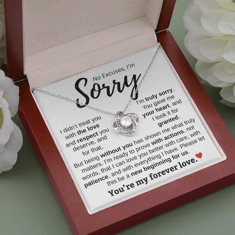 Apology Gift For Her | No Excuses, I'm Sorry | Love knot Necklace