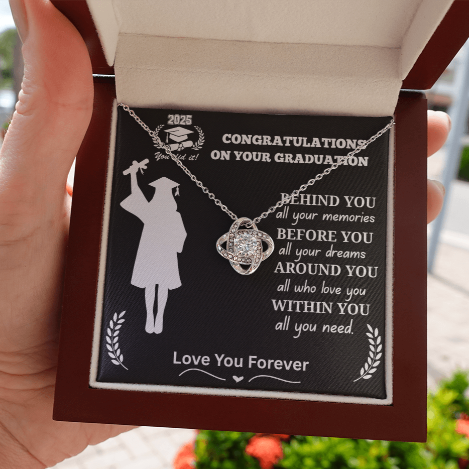 To My Daughter "Congrats on Your Graduation 2025 Graduate" Love Knot Necklace