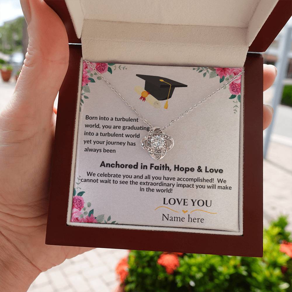 Graduation Gifts "Faith, Hope & Love" Love Knot Necklace