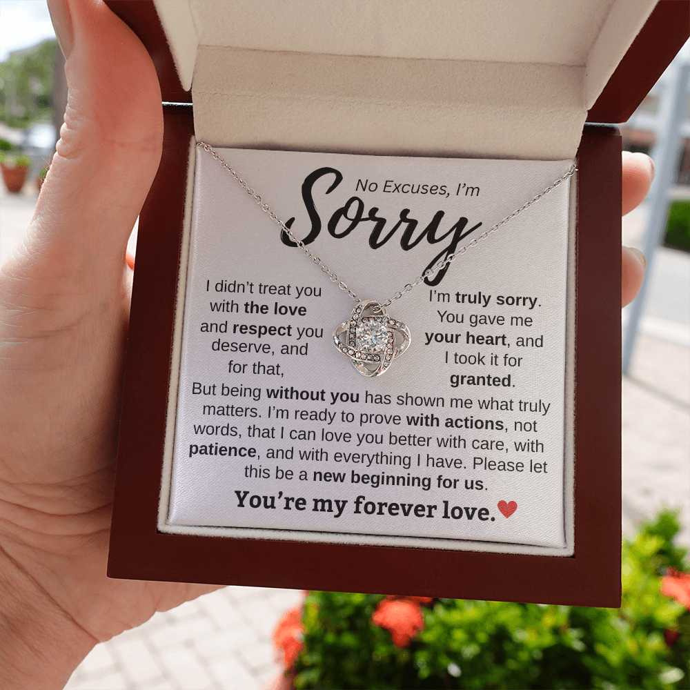 Apology Gift For Her | No Excuses, I'm Sorry | Love knot Necklace